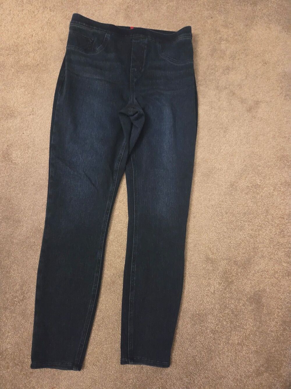 Spanx "Ankle Jeans-Ish Leggings" Pull-On Denim Leggings Dark Wash Size M